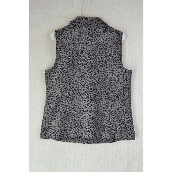 Susan Graver Women's 12 Gray Animal Print Tapestry Sleeveless Full Zip Vest - Picture 5 of 14